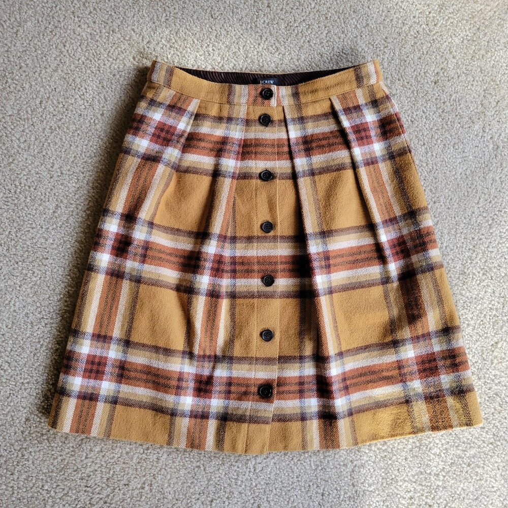 J. Crew Plaid Button Skirt